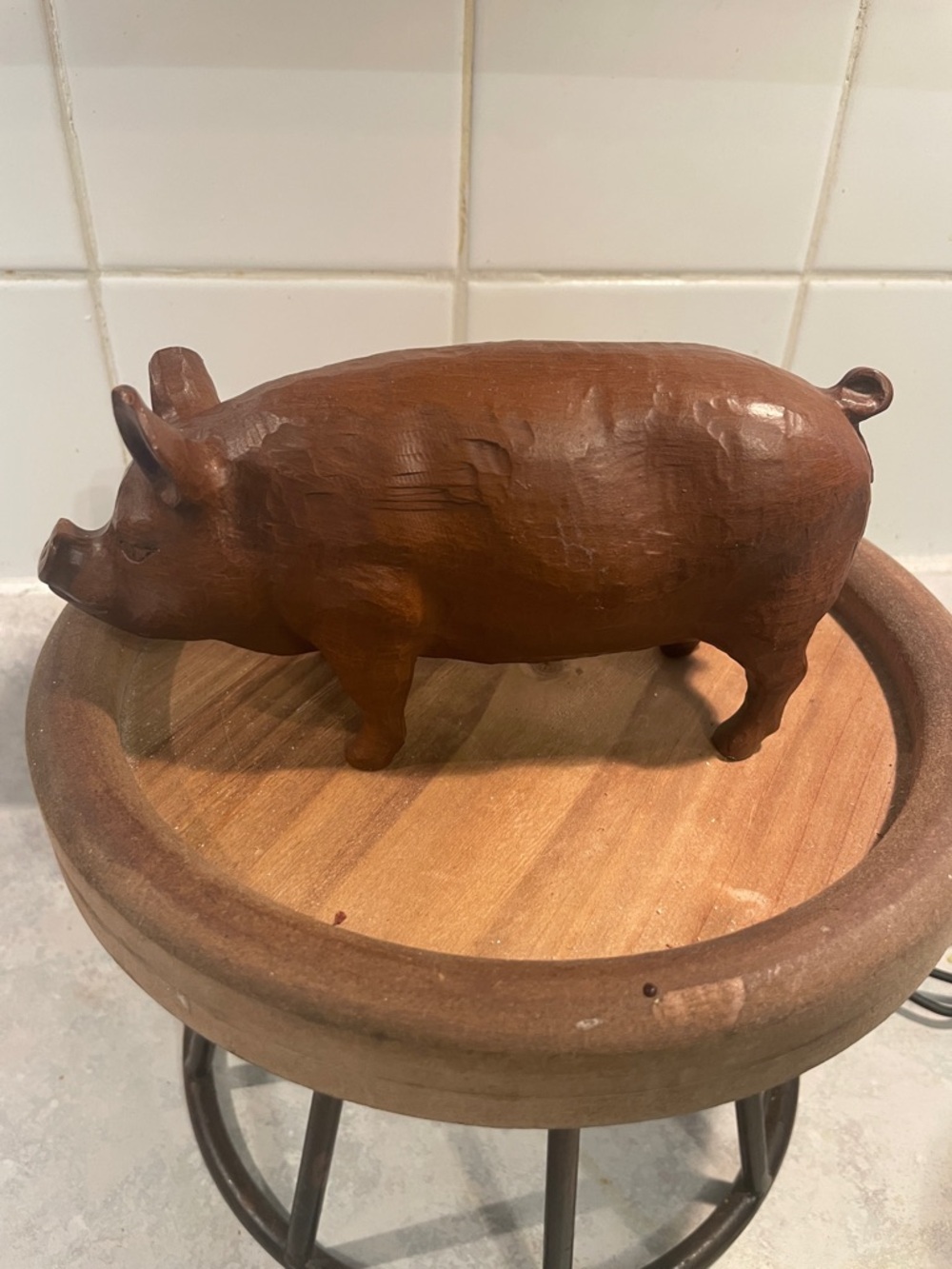 Vintage Red Mill Pig Figurine